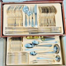 Naložite sliko v pregledovalnik galerije, 72 KOSOV JEDILNEGA PRIBORA ZA 12 OSEB V LESENEM KOVČKU