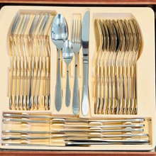 Naložite sliko v pregledovalnik galerije, 72 KOSOV JEDILNEGA PRIBORA ZA 12 OSEB V LESENEM KOVČKU