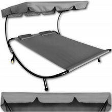 Naložite sliko v pregledovalnik galerije, Dvojni zunanji ležalnik s krošnjami in blazinami